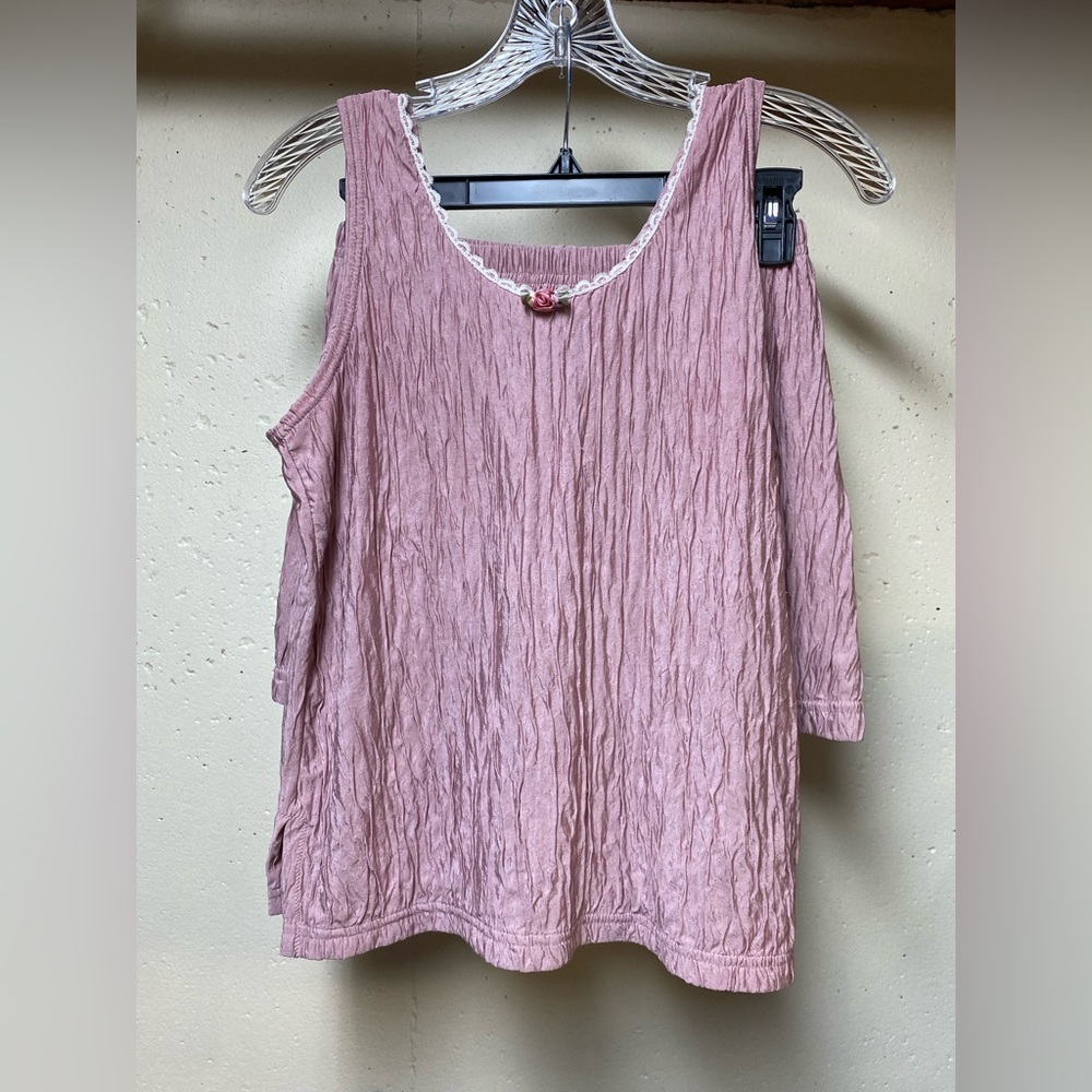 Vintage Victoria's Secret Pajama Set Crinkle Tank Top Shorts Gold Label Small